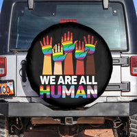 We Are All Human Rainbow Hands Spare Tire Cover LGBTQ+ Unity Equality Pride Month - Wonder Print Shop