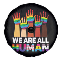 We Are All Human Rainbow Hands Spare Tire Cover LGBTQ+ Unity Equality Pride Month - Wonder Print Shop