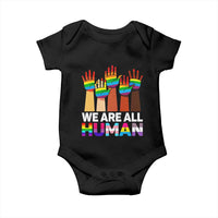 We Are All Human Rainbow Hands Baby Onesie LGBTQ+ Unity Equality Pride Month - Wonder Print Shop