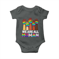 We Are All Human Rainbow Hands Baby Onesie LGBTQ+ Unity Equality Pride Month - Wonder Print Shop