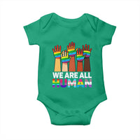 We Are All Human Rainbow Hands Baby Onesie LGBTQ+ Unity Equality Pride Month - Wonder Print Shop