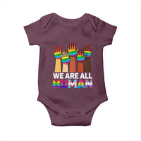 We Are All Human Rainbow Hands Baby Onesie LGBTQ+ Unity Equality Pride Month - Wonder Print Shop