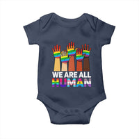 We Are All Human Rainbow Hands Baby Onesie LGBTQ+ Unity Equality Pride Month - Wonder Print Shop