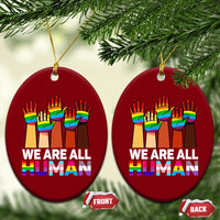 We Are All Human Rainbow Hands Ceramic Ornament LGBTQ+ Unity Equality Pride Month - Wonder Print Shop