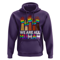 We Are All Human Rainbow Hands Hoodie LGBTQ+ Unity Equality Pride Month - Wonder Print Shop