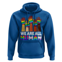 We Are All Human Rainbow Hands Hoodie LGBTQ+ Unity Equality Pride Month - Wonder Print Shop