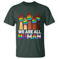We Are All Human Rainbow Hands T Shirt LGBTQ+ Unity Equality Pride Month - Wonder Print Shop