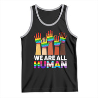 We Are All Human Rainbow Hands Tank Top LGBTQ+ Unity Equality Pride Month - Wonder Print Shop