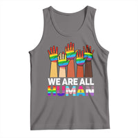 We Are All Human Rainbow Hands Tank Top LGBTQ+ Unity Equality Pride Month - Wonder Print Shop