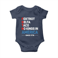 No Kings in America Since 1776 Baby Onesie Foxtrot Delta Taco Funny Patriotic Military Alphabet - Wonder Print Shop