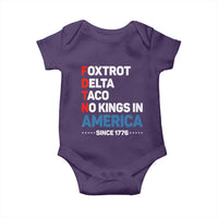 No Kings in America Since 1776 Baby Onesie Foxtrot Delta Taco Funny Patriotic Military Alphabet - Wonder Print Shop
