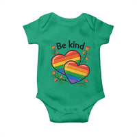 Be Kind Rainbow Heart Baby Onesie Spread Kindness LGBTQ Love Pride Month - Wonder Print Shop