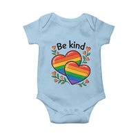 Be Kind Rainbow Heart Baby Onesie Spread Kindness LGBTQ Love Pride Month - Wonder Print Shop