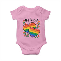 Be Kind Rainbow Heart Baby Onesie Spread Kindness LGBTQ Love Pride Month - Wonder Print Shop