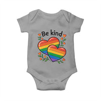 Be Kind Rainbow Heart Baby Onesie Spread Kindness LGBTQ Love Pride Month - Wonder Print Shop