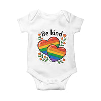 Be Kind Rainbow Heart Baby Onesie Spread Kindness LGBTQ Love Pride Month - Wonder Print Shop