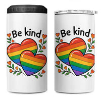 Be Kind Rainbow Heart 4 in 1 Can Cooler Tumbler Spread Kindness LGBTQ Love Pride Month - Wonder Print Shop