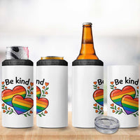 Be Kind Rainbow Heart 4 in 1 Can Cooler Tumbler Spread Kindness LGBTQ Love Pride Month - Wonder Print Shop