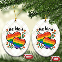Be Kind Rainbow Heart Ceramic Ornament Spread Kindness LGBTQ Love Pride Month - Wonder Print Shop