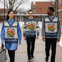 Be Kind Rainbow Heart V-Neck Knit Sweater Vest Spread Kindness LGBTQ Love Pride Month - Wonder Print Shop