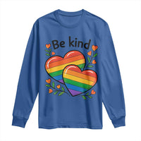 Be Kind Rainbow Heart Long Sleeve Shirt Spread Kindness LGBTQ Love Pride Month - Wonder Print Shop