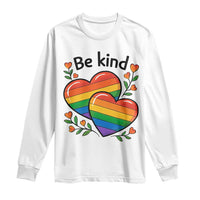 Be Kind Rainbow Heart Long Sleeve Shirt Spread Kindness LGBTQ Love Pride Month - Wonder Print Shop
