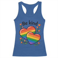 Be Kind Rainbow Heart Racerback Tank Top Spread Kindness LGBTQ Love Pride Month - Wonder Print Shop