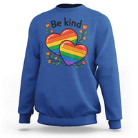 Be Kind Rainbow Heart Sweatshirt Spread Kindness LGBTQ Love Pride Month - Wonder Print Shop