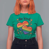 Be Kind Rainbow Heart T Shirt For Women Spread Kindness LGBTQ Love Pride Month - Wonder Print Shop