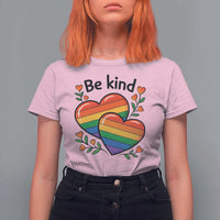 Be Kind Rainbow Heart T Shirt For Women Spread Kindness LGBTQ Love Pride Month - Wonder Print Shop