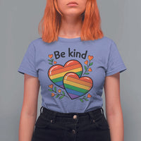 Be Kind Rainbow Heart T Shirt For Women Spread Kindness LGBTQ Love Pride Month - Wonder Print Shop