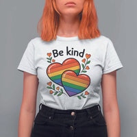Be Kind Rainbow Heart T Shirt For Women Spread Kindness LGBTQ Love Pride Month - Wonder Print Shop
