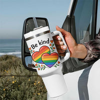 Be Kind Rainbow Heart Tumbler With Handle Spread Kindness LGBTQ Love Pride Month - Wonder Print Shop