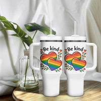 Be Kind Rainbow Heart Tumbler With Handle Spread Kindness LGBTQ Love Pride Month - Wonder Print Shop