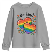 Be Kind Rainbow Heart Youth Sweatshirt Spread Kindness LGBTQ Love Pride Month - Wonder Print Shop