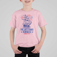 Rejecting Kings Since 1776 T Shirt For Kid Vintage Patriotic Ship 4th Of July Fireworks - Wonder Print Shop