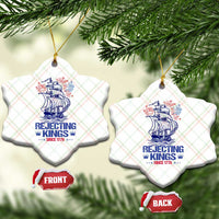 Rejecting Kings Since 1776 Ceramic Ornament Vintage Patriotic Ship 4th Of July Fireworks - Wonder Print Shop