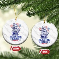 Rejecting Kings Since 1776 Ceramic Ornament Vintage Patriotic Ship 4th Of July Fireworks - Wonder Print Shop