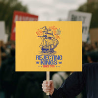 Rejecting Kings Since 1776 Protest Sign Vintage Patriotic Ship 4th Of July Fireworks - Wonder Print Shop
