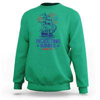 Rejecting Kings Since 1776 Sweatshirt Vintage Patriotic Ship 4th Of July Fireworks - Wonder Print Shop