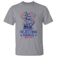 Rejecting Kings Since 1776 T Shirt Vintage Patriotic Ship 4th Of July Fireworks - Wonder Print Shop