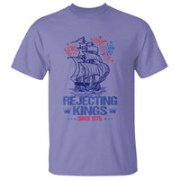 Rejecting Kings Since 1776 T Shirt Vintage Patriotic Ship 4th Of July Fireworks - Wonder Print Shop
