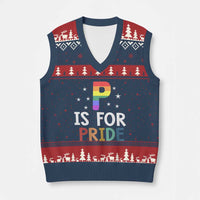 P is for Pride V-Neck Knit Sweater Vest Funny Rainbow Alphabet Celebrating LGBTQ+ Identity - Wonder Print Shop