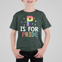 P is for Pride T Shirt For Kid Funny Rainbow Alphabet Celebrating LGBTQ+ Identity - Wonder Print Shop