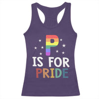 P is for Pride Racerback Tank Top Funny Rainbow Alphabet Celebrating LGBTQ+ Identity - Wonder Print Shop