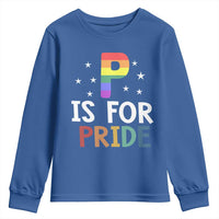 P is for Pride Youth Sweatshirt Funny Rainbow Alphabet Celebrating LGBTQ+ Identity - Wonder Print Shop