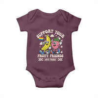 Support Your Fruity Friends Baby Onesie Retro Cute Banana and Berry LGBT Pride Support - Wonder Print Shop