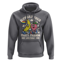 Support Your Fruity Friends Hoodie Retro Cute Banana and Berry LGBT Pride Support - Wonder Print Shop