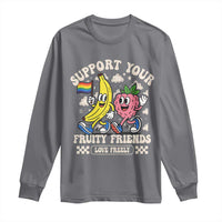 Support Your Fruity Friends Long Sleeve Shirt Retro Cute Banana and Berry LGBT Pride Support - Wonder Print Shop