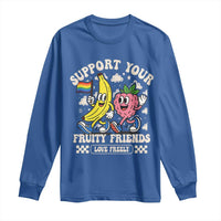Support Your Fruity Friends Long Sleeve Shirt Retro Cute Banana and Berry LGBT Pride Support - Wonder Print Shop